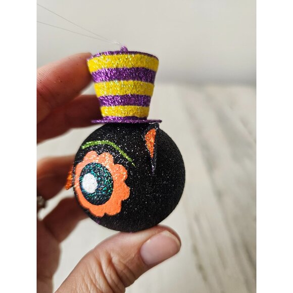 Pier 1 owl glitter ornament hat Halloween rare tree vintage Xmas - Picture 2 of 9